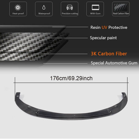 Infiniti Q50 Base 2014-2017 Front Bumper Lip Carbon Fiber-Ahacarbon