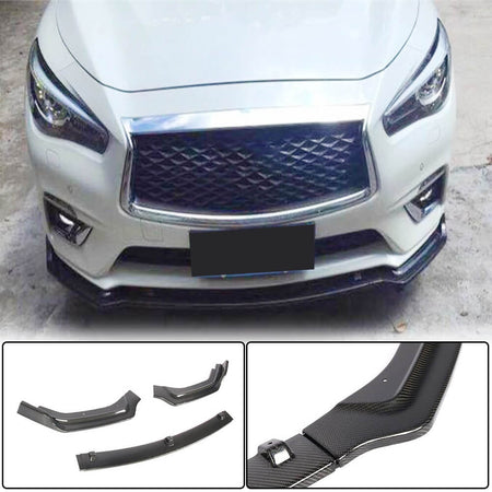 Infiniti Q50 Base 2018-2022 Front Bumper Lip Carbon Fiber-Ahacarbon