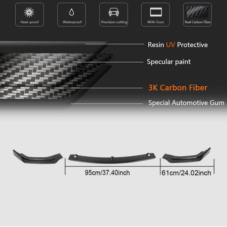 Infiniti Q50 Base 2018-2022 Front Bumper Lip Carbon Fiber-Ahacarbon