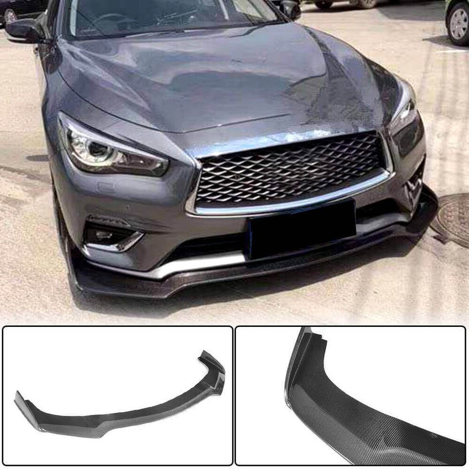 Infiniti Q50 Base 2018-2022 Front Bumper Lip Carbon Fiber-Ahacarbon