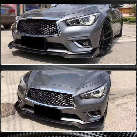 Infiniti Q50 Base 2018-2022 Front Bumper Lip Carbon Fiber-Ahacarbon