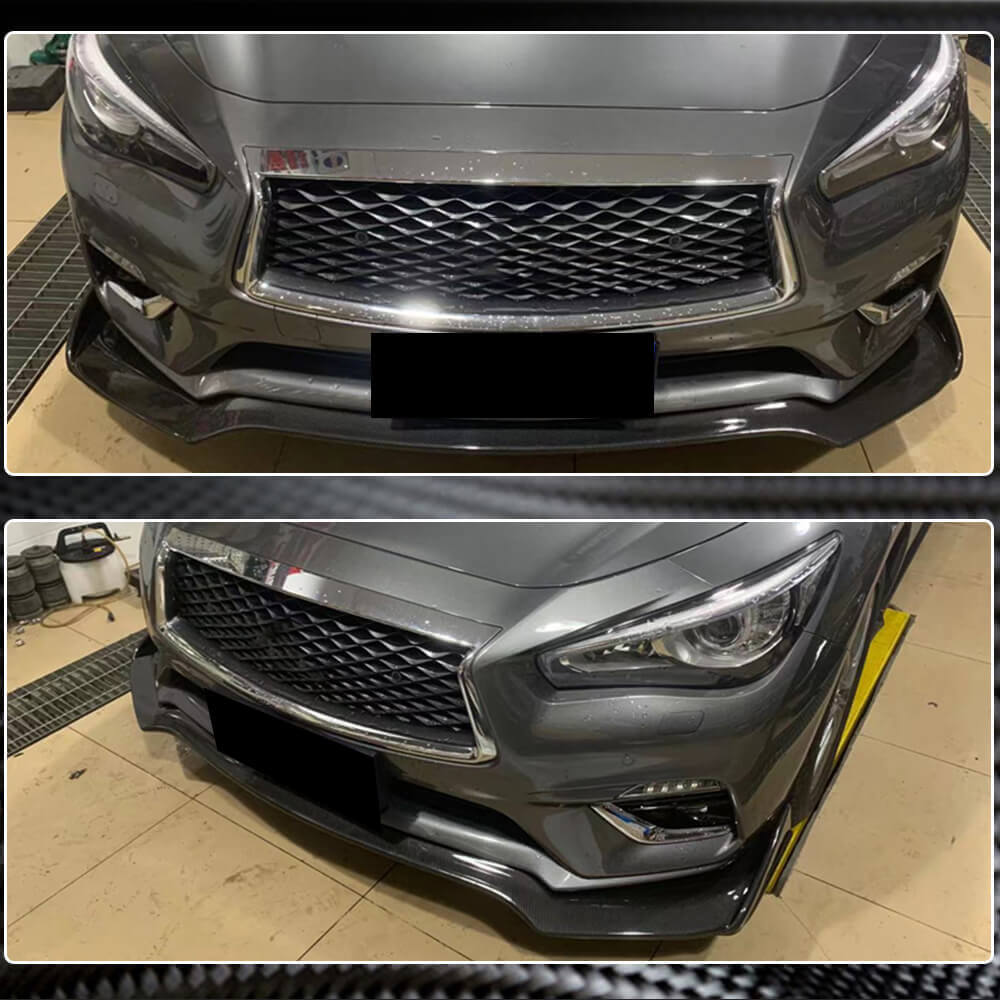 Infiniti Q50 Base 2018-2022 Front Bumper Lip Carbon Fiber-Ahacarbon