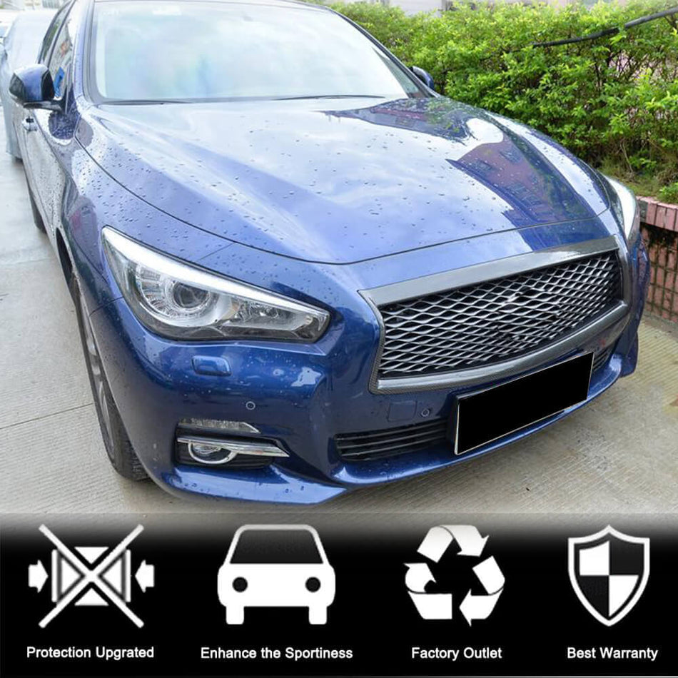 Infiniti Q50 Base/Sport Sedan 2014-2017 Carbon Fiber Front Bumper Grille-Ahacarbon