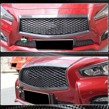 Infiniti Q50 Base/Sport Sedan 2014-2017 Carbon Fiber Front Bumper Grille-Ahacarbon
