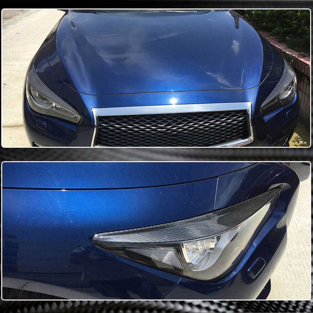 Infiniti Q50 2014-2017 Headlight Eyebrows Lamp Eyelids Carbon Fiber-Ahacarbon