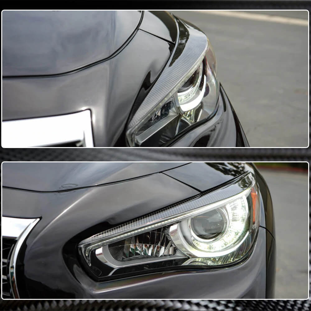 Infiniti Q50 2014-2017 Headlight Eyebrows Lamp Eyelids Carbon Fiber-Ahacarbon