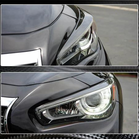 Infiniti Q50 2014-2017 Headlight Eyebrows Lamp Eyelids Carbon Fiber-Ahacarbon