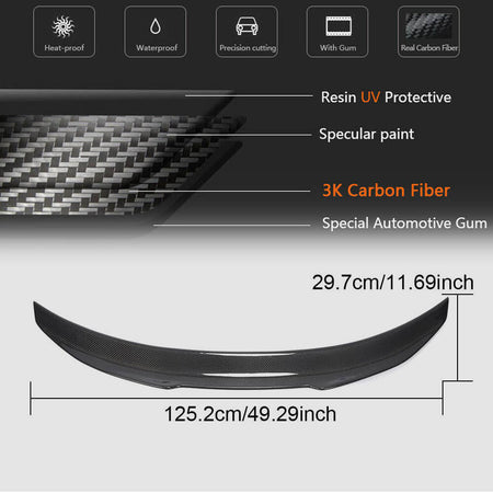 Infiniti Q50 Q50S 2014-2022 Rear Trunk Spoiler Real Carbon Fiber-Ahacarbon