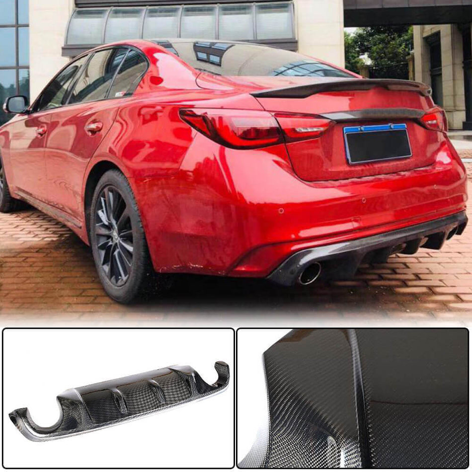 Infiniti Q50 Q50S 2018-2022 Rear Bumper Diffuser Carbon Fiber-Ahacarbon