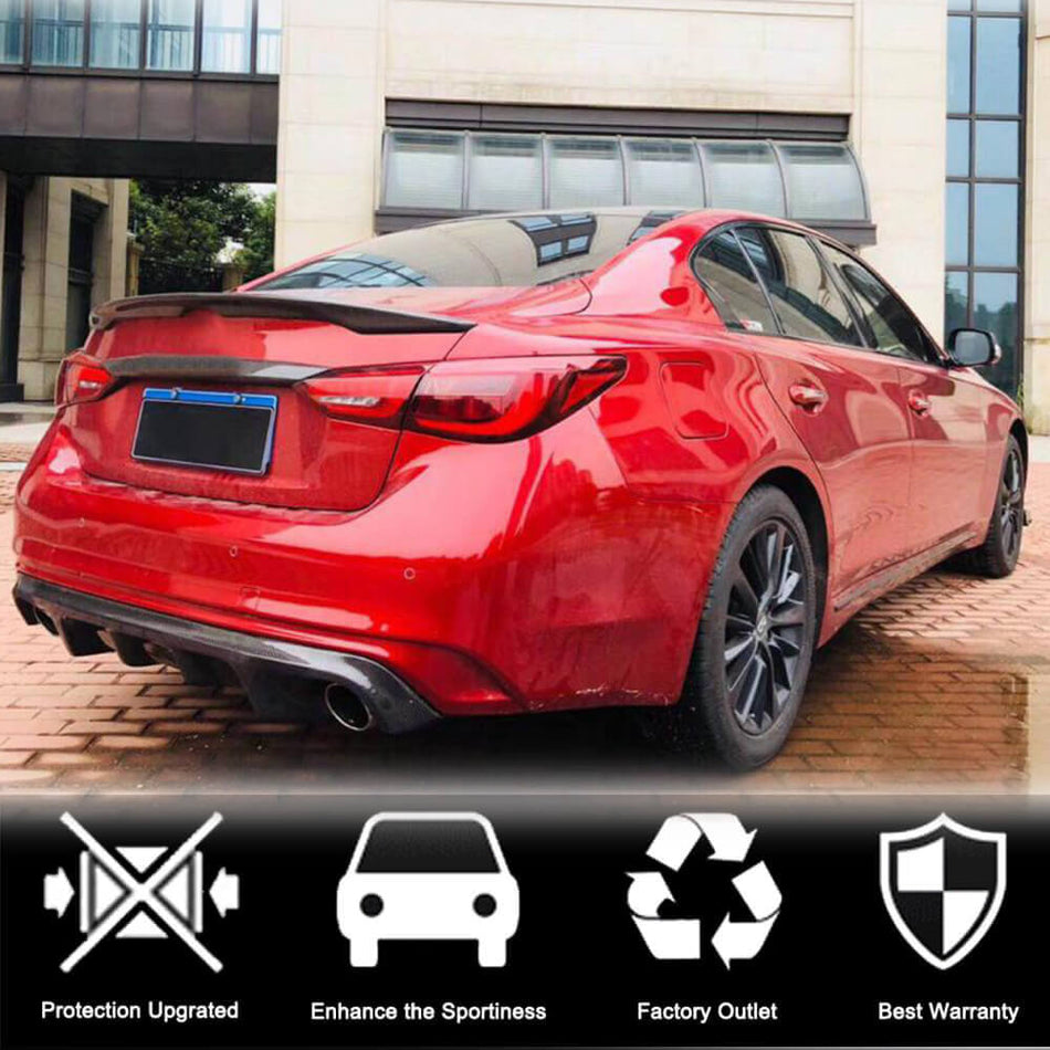 Infiniti Q50 Q50S 2018-2022 Rear Bumper Diffuser Carbon Fiber-Ahacarbon
