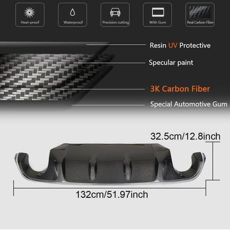 Infiniti Q50 Q50S 2018-2022 Rear Bumper Diffuser Carbon Fiber-Ahacarbon