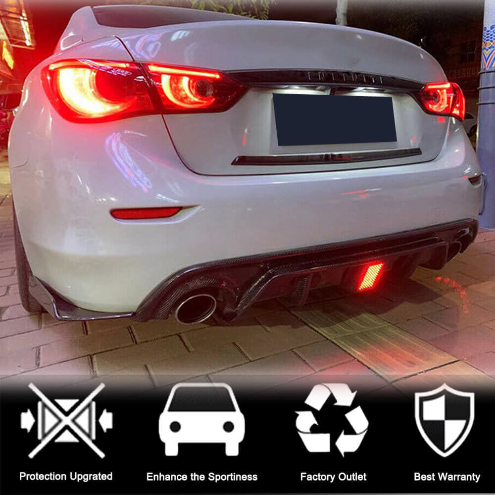 Infiniti Q50 Q50S 2018-2022 Carbon Fiber Rear Bumper Diffuser Lip W/ LED Brake Light-Ahacarbon