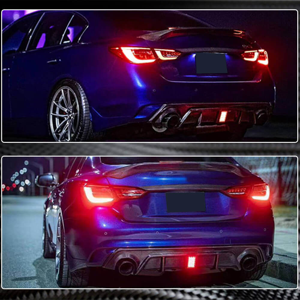 Infiniti Q50 Q50S 2018-2022 Carbon Fiber Rear Bumper Diffuser Lip W/ LED Brake Light-Ahacarbon