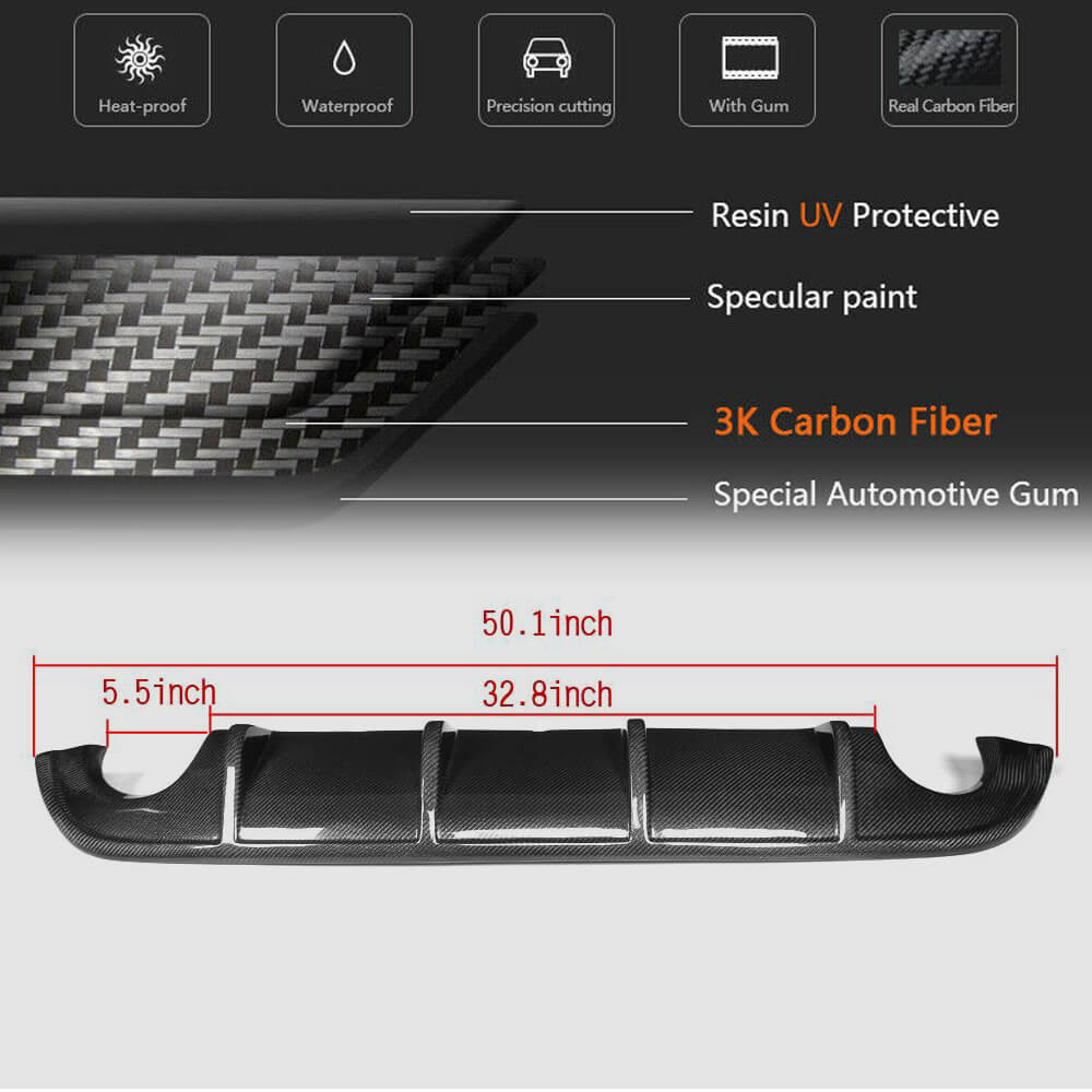 Infiniti Q50 2014-2017 Rear Bumper Diffuser Carbon Fiber/FRP-Ahacarbon