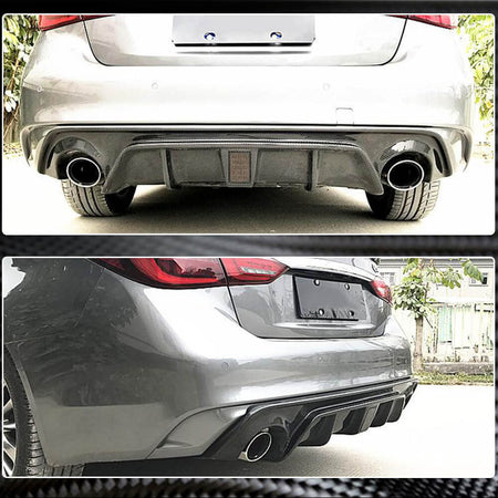 Infiniti Q50 Q50S 2018-2022 Carbon Fiber Rear Bumper Diffuser Lip W/ LED Brake Light-Ahacarbon