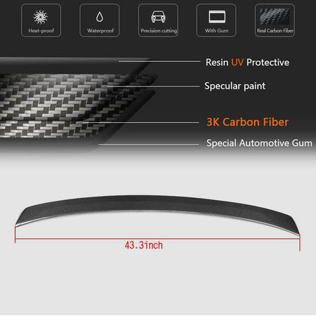 Infiniti Q50 Q50S 2014-2022 Rear Roof Spoiler Carbon Fiber-Ahacarbon