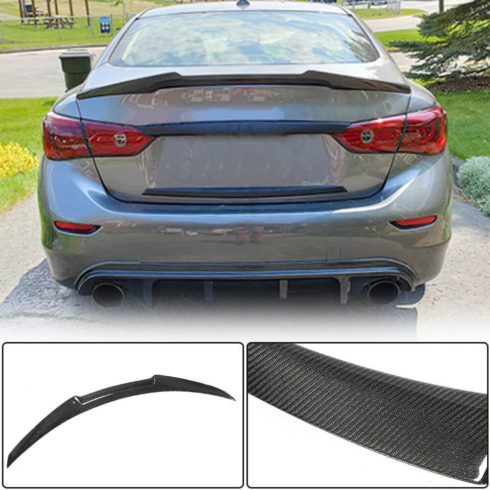 Infiniti Q50 Q50S Sedan 2014-2023 Rear Trunk Spoiler Carbon Fiber-Ahacarbon