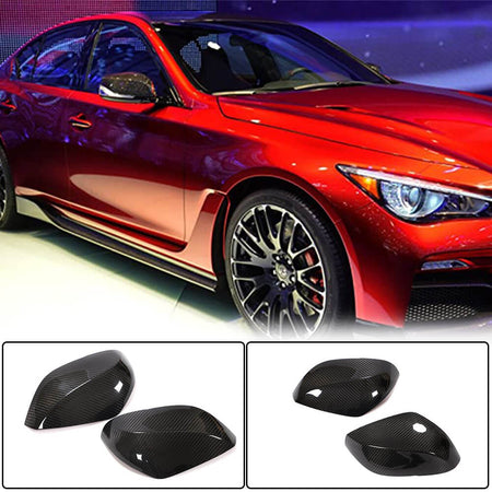 Infiniti Q50 Q50S Q60 Q60S Q70 Mirror Covers Add-on Style Dry Carbon Fiber-Ahacarbon