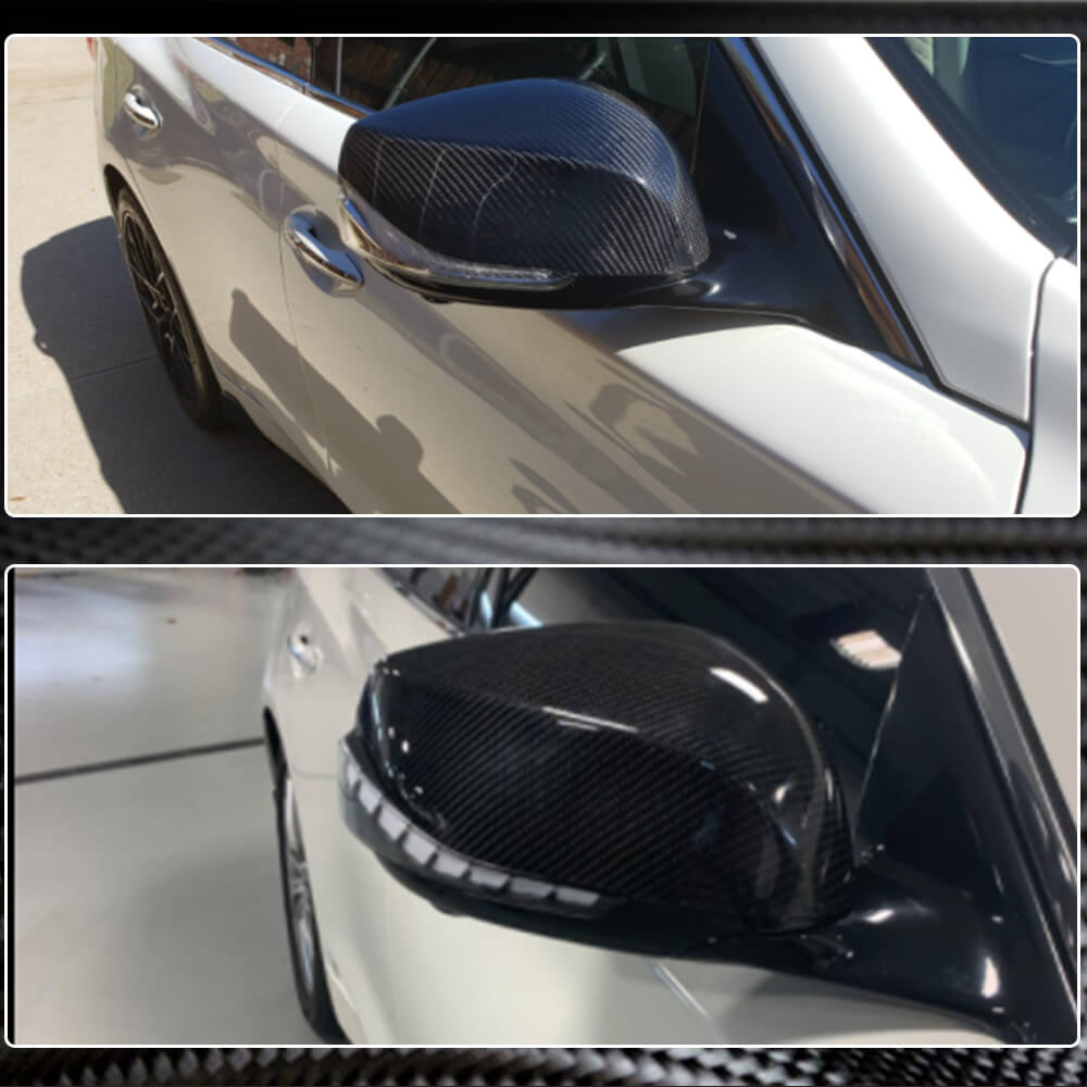 Infiniti Q50 Q50S Q60 Q60S Q70 Mirror Covers Add-on Style Dry Carbon Fiber-Ahacarbon
