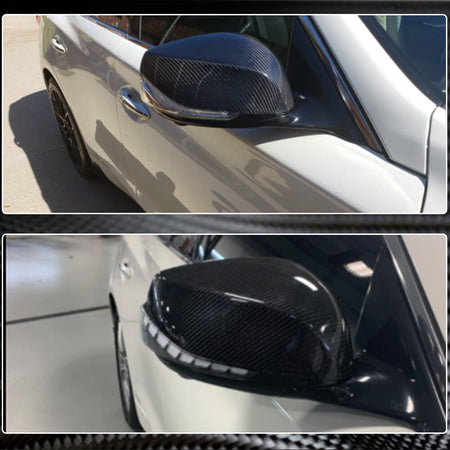 Infiniti Q50 Q50S Q60 Q60S Q70 Mirror Covers Add-on Style Dry Carbon Fiber-Ahacarbon