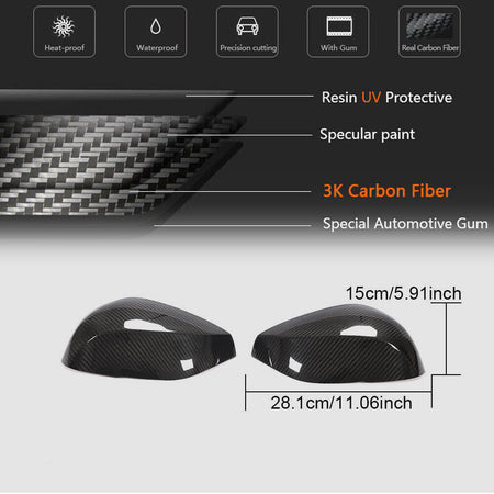 Infiniti Q50 Q50S Q60 Q60S Q70 Mirror Covers Add-on Style Dry Carbon Fiber-Ahacarbon