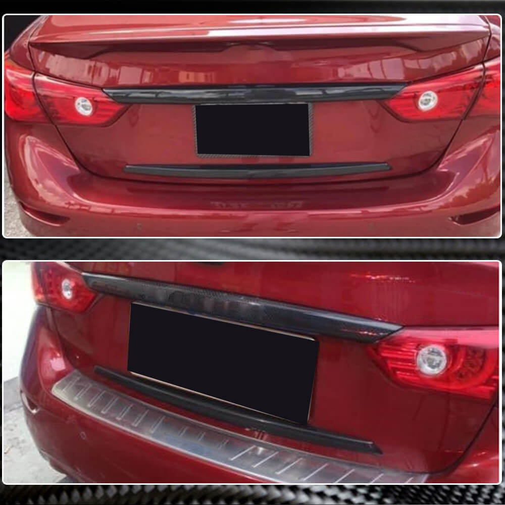 Infiniti Q50 Q50S 2014-2017 Rear Trunk Plate Overlay Cover Carbon Fiber-Ahacarbon