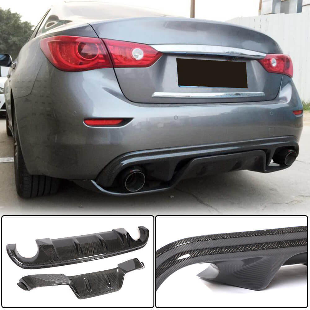 Infiniti Q50 Q50S 2014-2017 Rear Bumper Diffuser Carbon Fiber-Ahacarbon