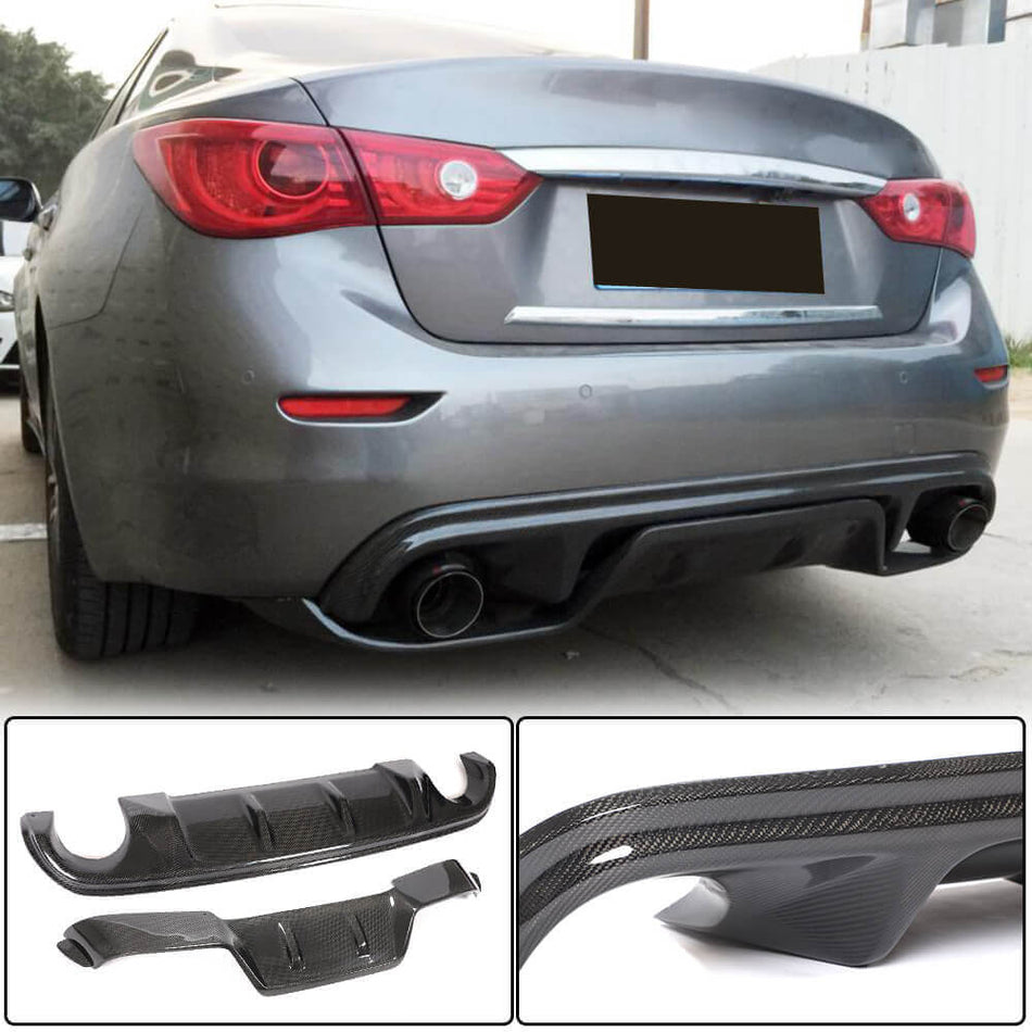 Infiniti Q50 Q50S 2014-2017 Rear Bumper Diffuser Carbon Fiber-Ahacarbon