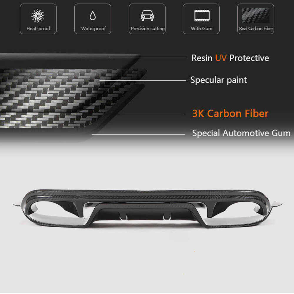 Infiniti Q50 Q50S 2014-2017 Rear Bumper Diffuser Carbon Fiber-Ahacarbon