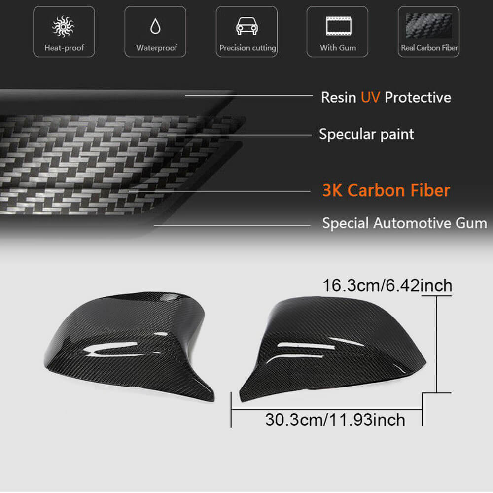 Infiniti Q50 Q60 Q70 QX30 2014-2024 Mirror Covers Replacement Style Carbon Fiber/ABS-Ahacarbon
