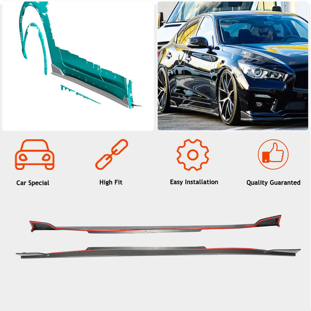 Infiniti Q50 Sedan 2014-2022 Side Skirts Carbon Fiber-Ahacarbon