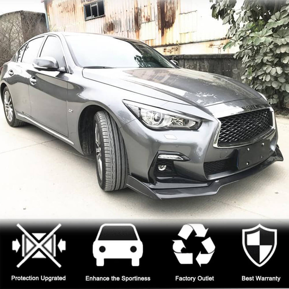 Infiniti Q50 Sport Sedan 2018-2022 Front Bumper Lip Carbon Fiber-Ahacarbon