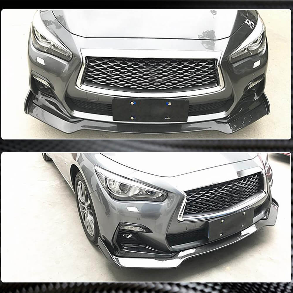 Infiniti Q50 Sport Sedan 2018-2022 Front Bumper Lip Carbon Fiber-Ahacarbon
