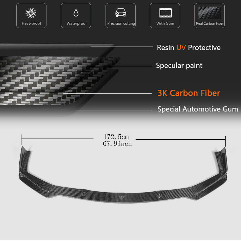 Infiniti Q50 Sport 2014-2017 Front Bumper Lip Carbon Fiber/FRP-Ahacarbon