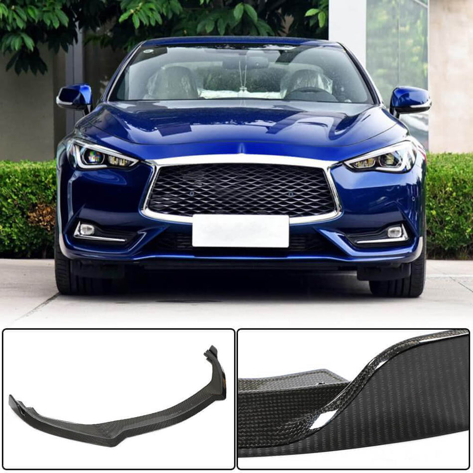 Infiniti Q60 Coupe 2-Door 2017-2022 Front Bumper Lip Carbon Fiber-Ahacarbon