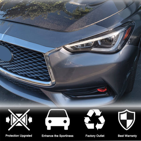 Infiniti Q60 Q60S 2017-2022 Front Headlight Eyebrows Lamp Eyelids Dry Carbon Fiber-Ahacarbon