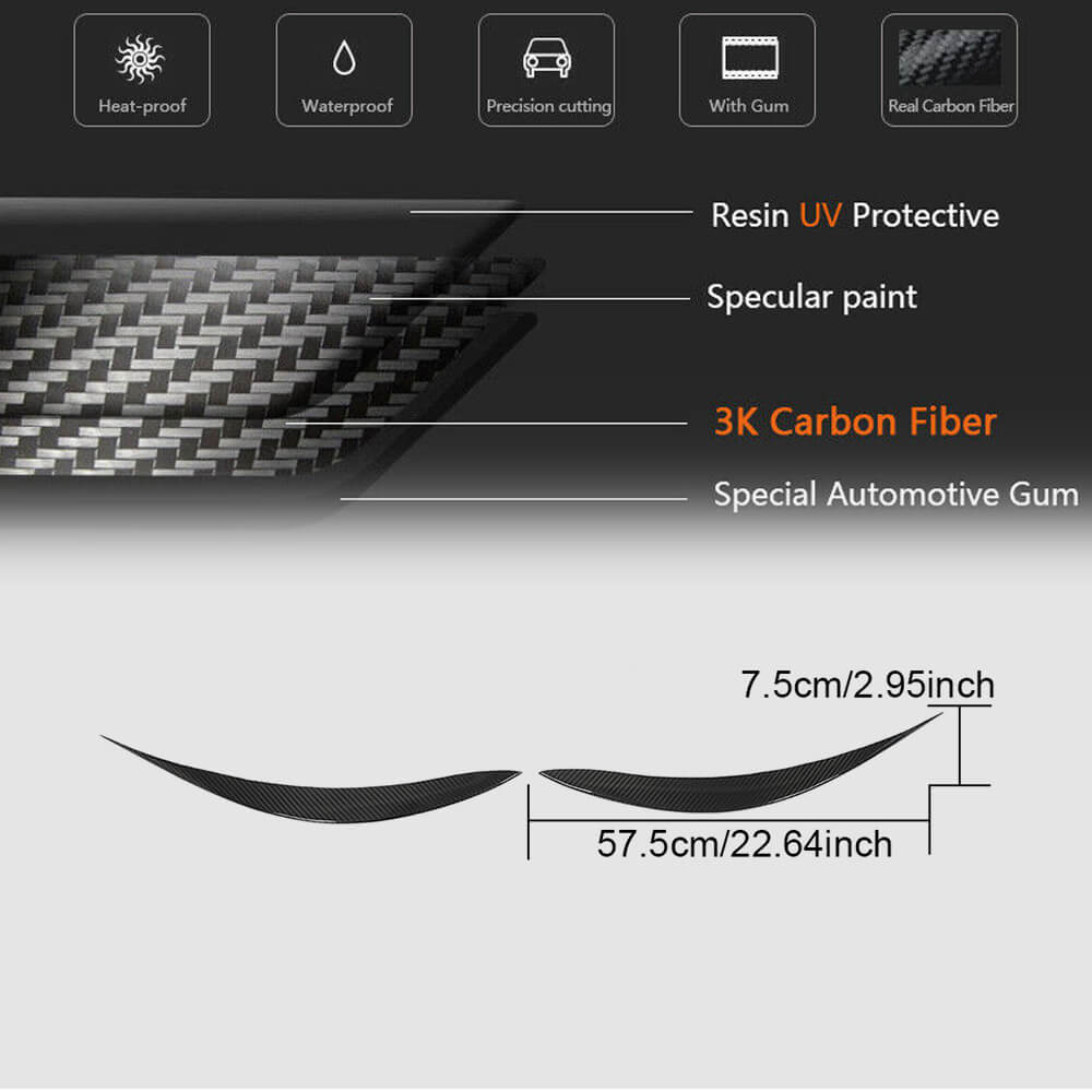 Infiniti Q60 Q60S 2017-2022 Front Headlight Eyebrows Lamp Eyelids Dry Carbon Fiber-Ahacarbon