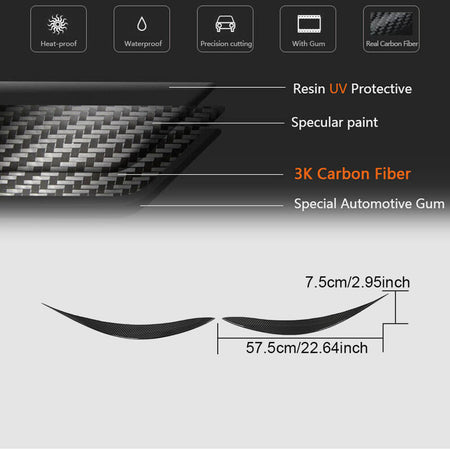 Infiniti Q60 Q60S 2017-2022 Front Headlight Eyebrows Lamp Eyelids Dry Carbon Fiber-Ahacarbon