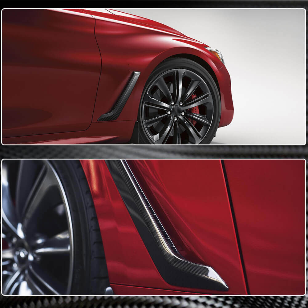 Infiniti Q60 Q60S 2017-2022 Side Fender Air Vent Covers Dry Carbon Fiber-Ahacarbon