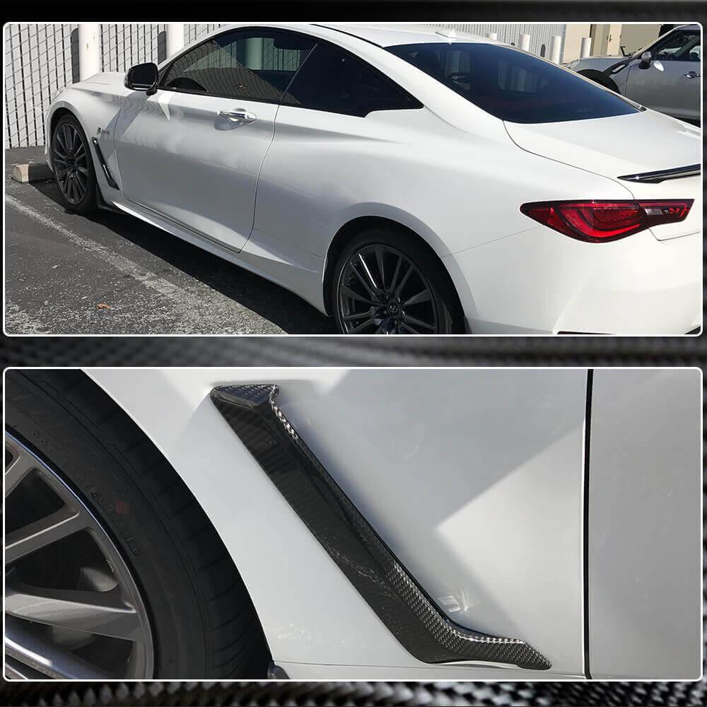 Infiniti Q60 Q60S 2017-2022 Side Fender Air Vent Covers Dry Carbon Fiber-Ahacarbon