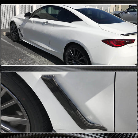 Infiniti Q60 Q60S 2017-2022 Side Fender Air Vent Covers Dry Carbon Fiber-Ahacarbon