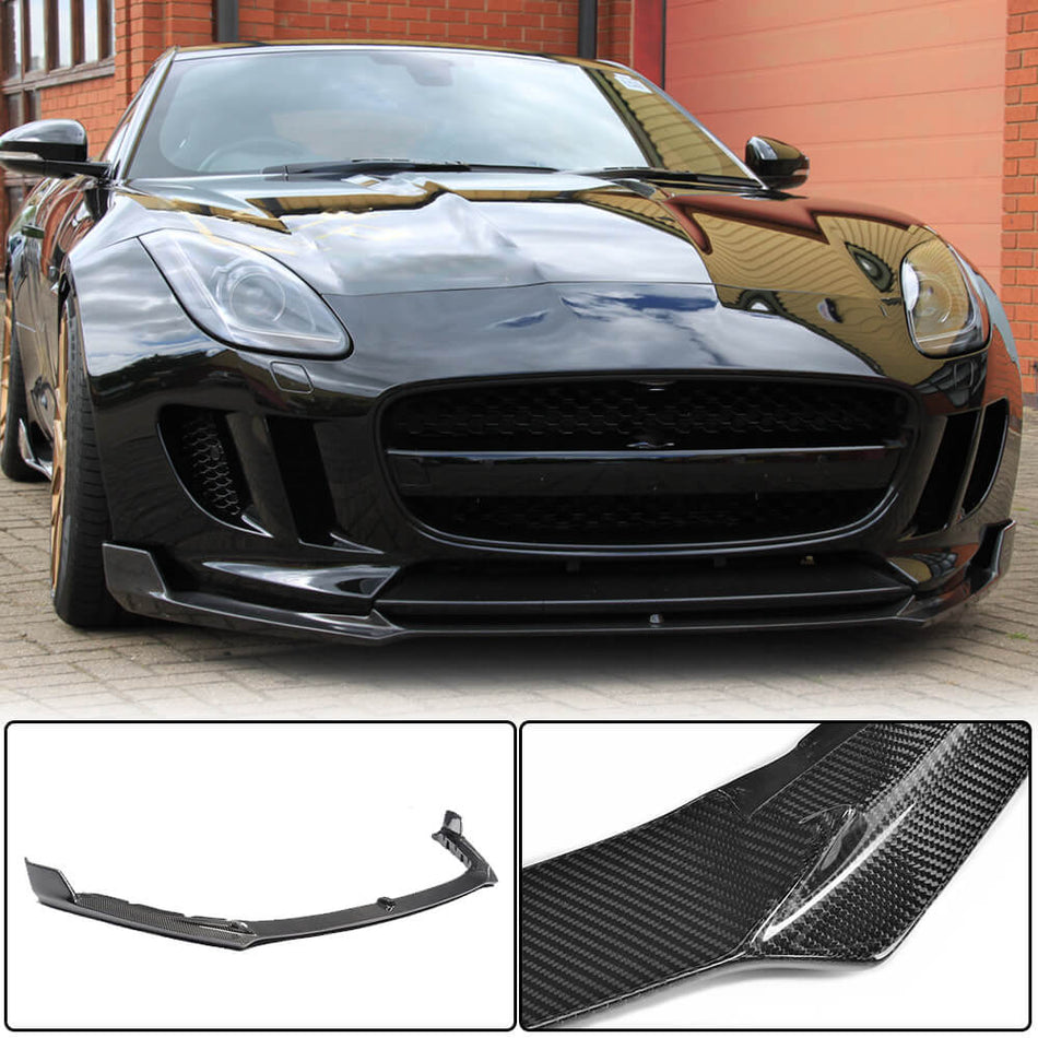 Jaguar F-TYPE 2013-2017 Front Bumper Lip Carbon Fiber-Ahacarbon