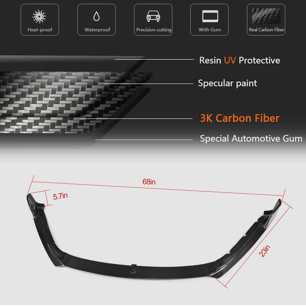 Jaguar F-TYPE 2013-2017 Front Bumper Lip Carbon Fiber-Ahacarbon