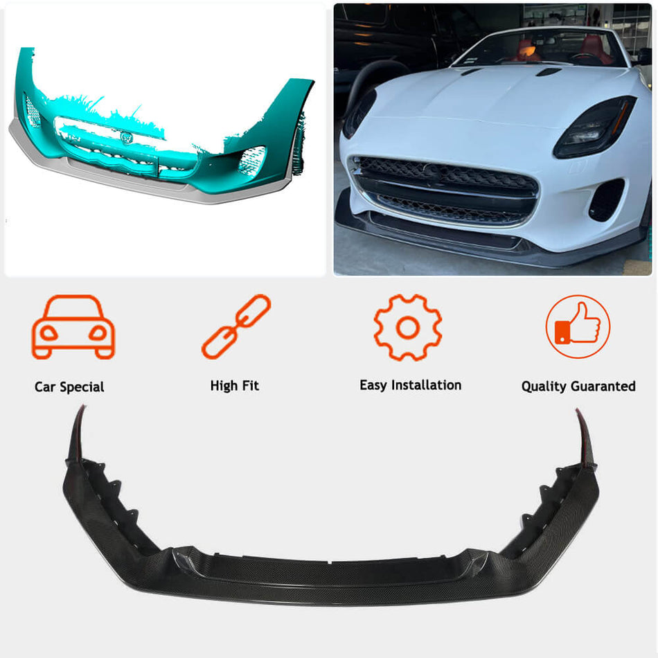 Jaguar F-TYPE Base 2017-2019 Front Bumper Lip Carbon Fiber-Ahacarbon