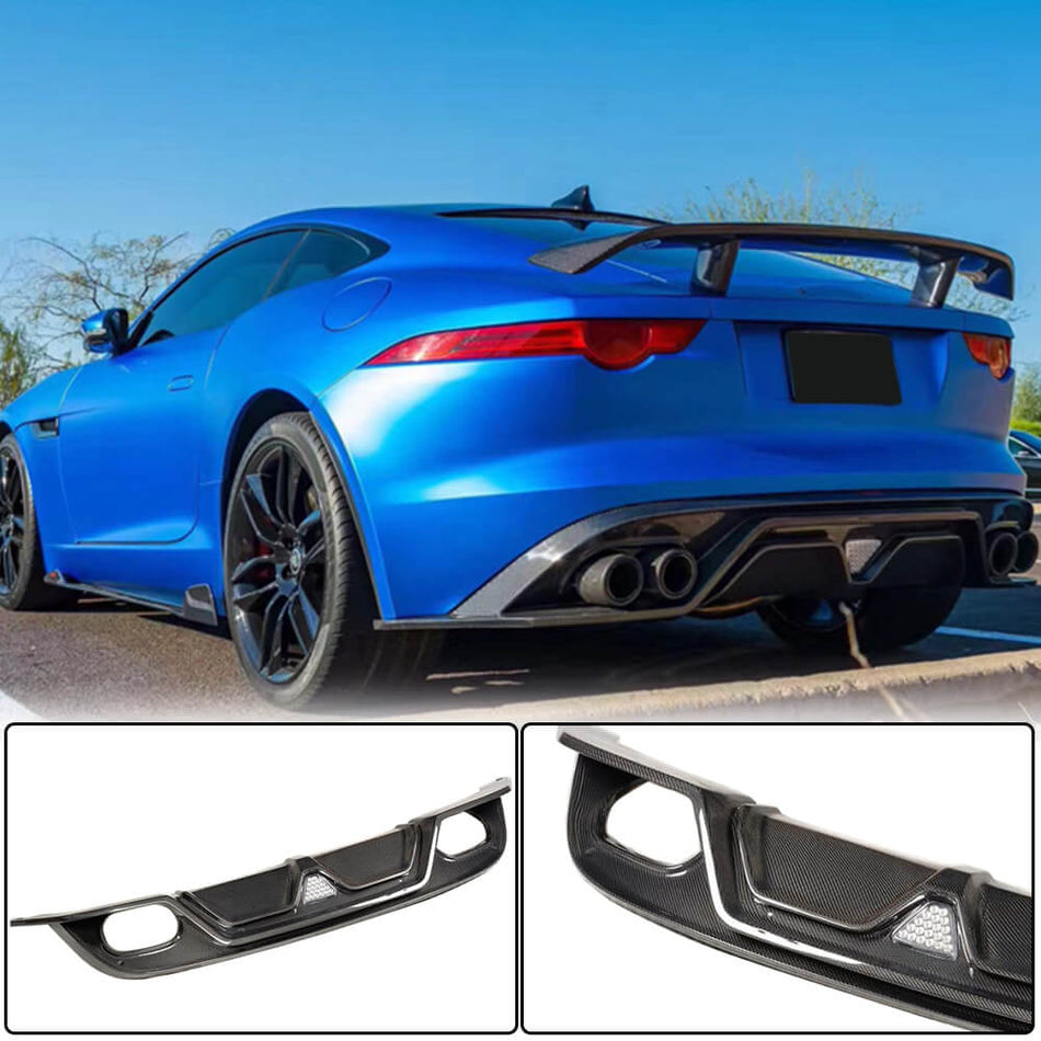Jaguar F-TYPE X152 Convertible 2-Door 2014-2019 Rear Bumper Diffuser Carbon Fiber-Ahacarbon