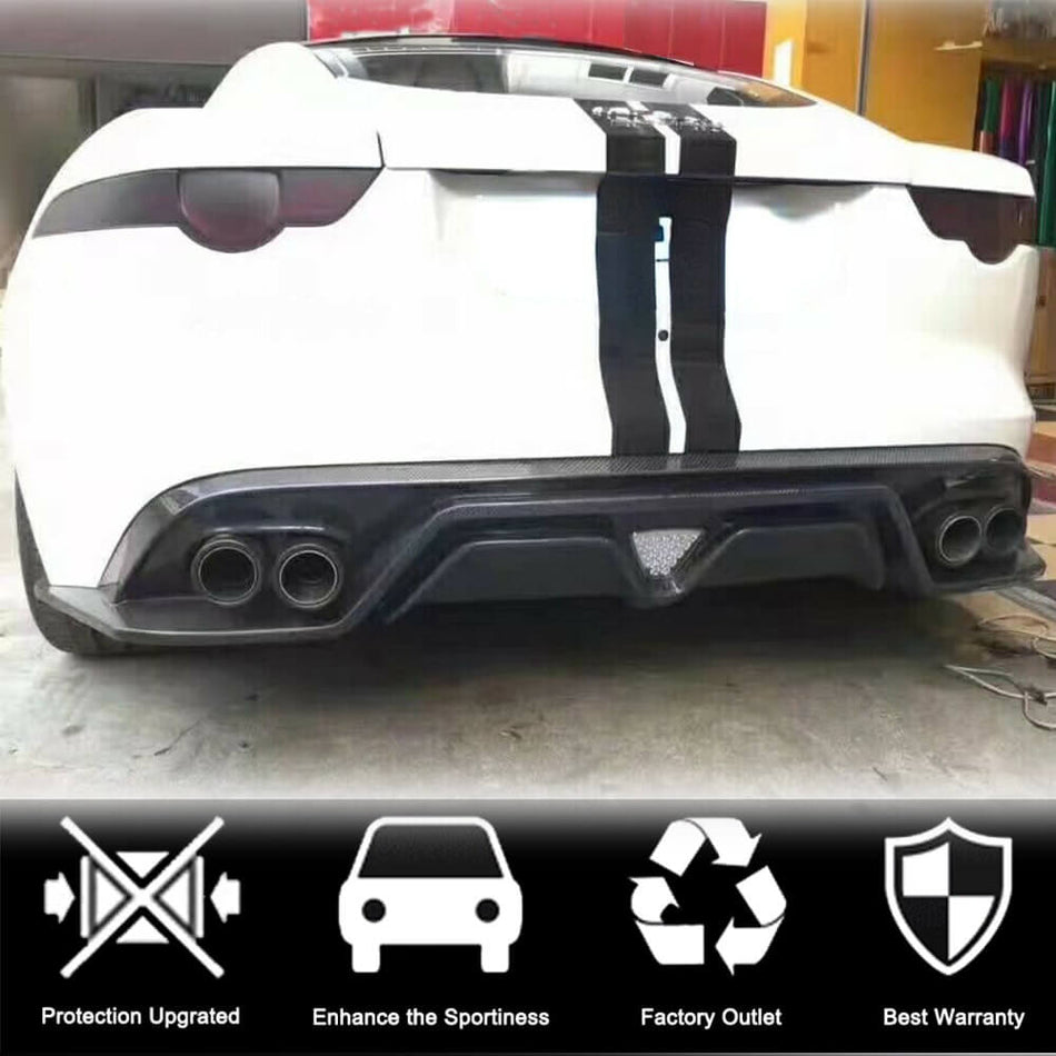 Jaguar F-TYPE X152 Convertible 2-Door 2014-2019 Rear Bumper Diffuser Carbon Fiber-Ahacarbon