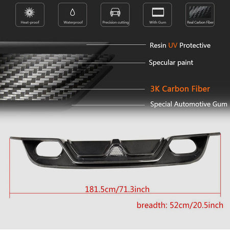 Jaguar F-TYPE X152 Convertible 2-Door 2014-2019 Rear Bumper Diffuser Carbon Fiber-Ahacarbon