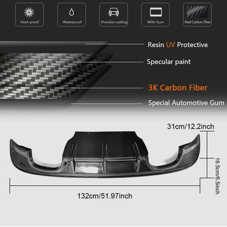 Jaguar XE X760 Sedan 2015-2019 Rear Bumper Diffuser Carbon Fiber-Ahacarbon