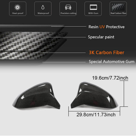 Jaguar XE/XF/XJ/XK Mirror Covers Replacement Carbon Fiber-Ahacarbon