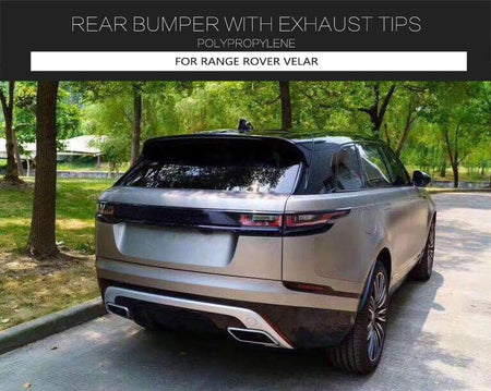 Land Rove Range Rover Velar 2017-2021 Silver Rear Bumper Diffuser With Exhaust Tips PP-Ahacarbon